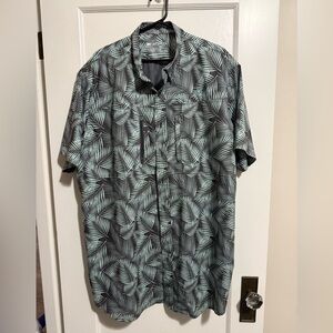 Men's Ariat Tek Tropical Leaf Print Shirt - Black and Green